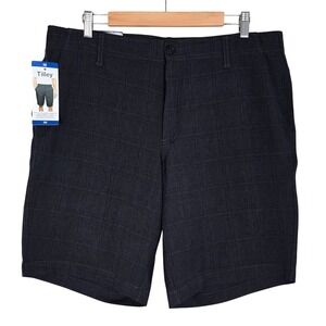 NWT Tilley Men's Charcoal Plaid Stretch Moisture Wicking Golf Shorts 36